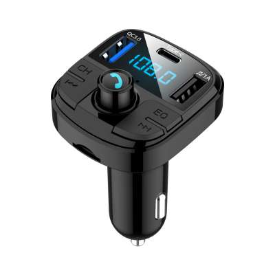 BT29 one-click EQ sound regulation bluetooth 5.0 chip QC3.0 fast charging type-c fast charging Bluetooth FM Transmitter for Car